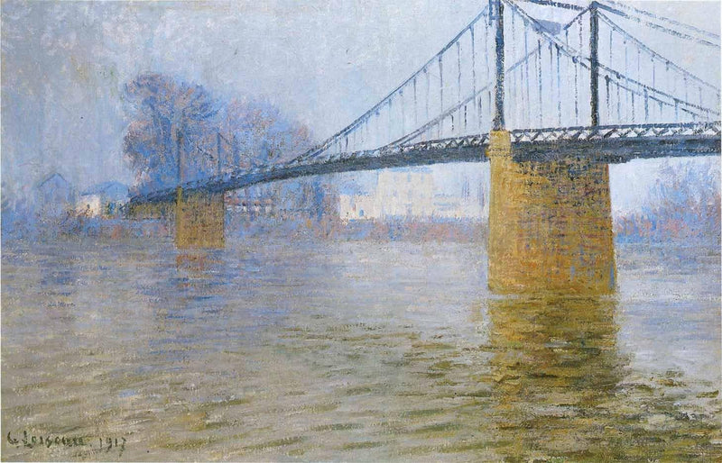 Suspended bridge at Triel by Gustave Loiseau — Oil Painting Reproduction
