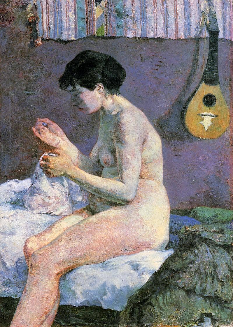 Suzanne Sewing - Study of a Nude by Paul Gauguin — Oil Painting Reproduction