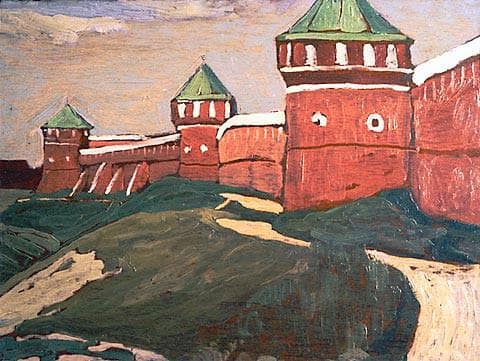 Suzdal. Walls of Saviour-Euthimius Monastery by Nicholas Roerich — Oil Painting Reproduction