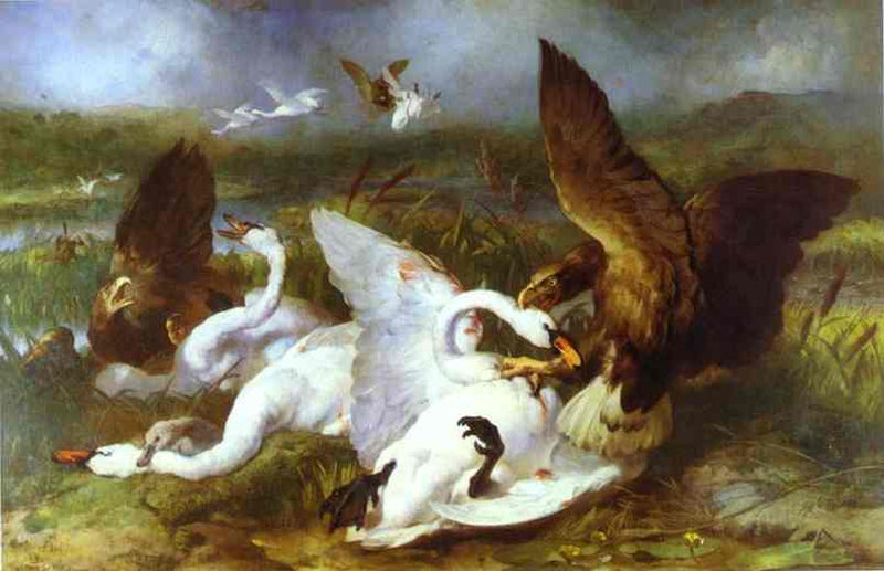 Swannery Invaded by Eagles by Edwin Henry Landseer — Oil Painting Reproduction