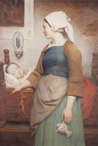 Sweet slumber by Émile Auguste Hublin — Oil Painting Reproduction