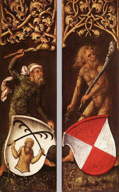 Sylvan Men with Heraldic Shields in kitchen