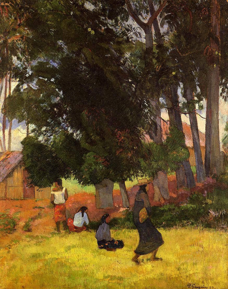 Tahitian village by Paul Gauguin — Oil Painting Reproduction