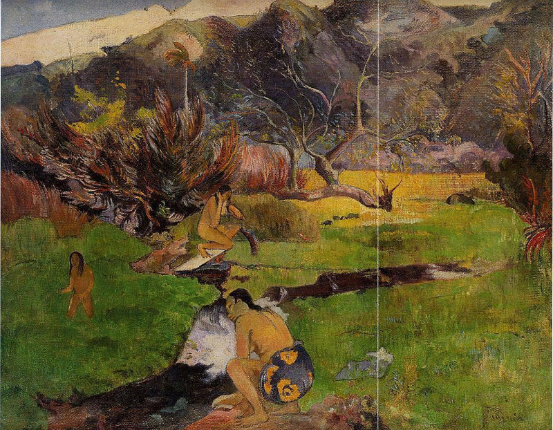 Tahitian woman near river by Paul Gauguin — Oil Painting Reproduction