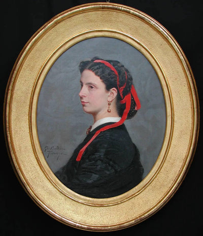 Portrait of Lilia Monti born Countess Magnoni in hallway