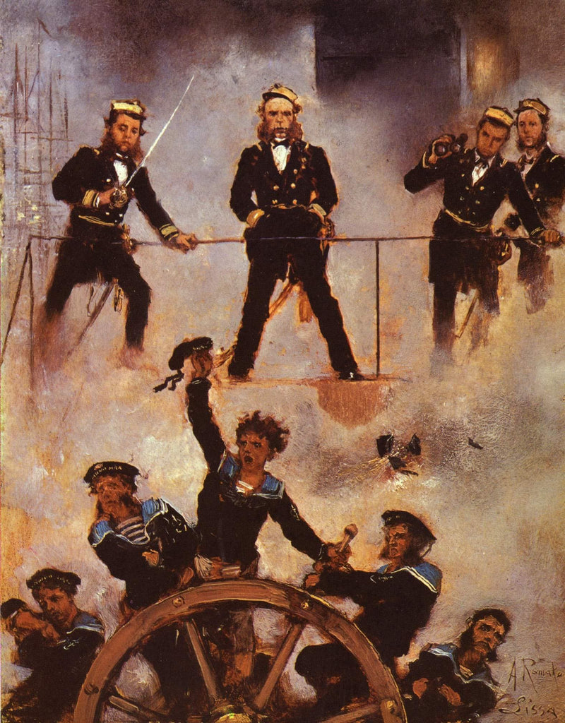Tegethoff during the Battle of Lissa II by Anton Romako — Oil Painting Reproduction