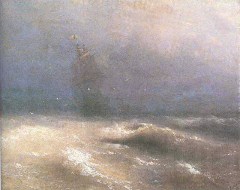 Tempest by coast of Nice by Ivan Aivazovsky — Oil Painting Reproduction