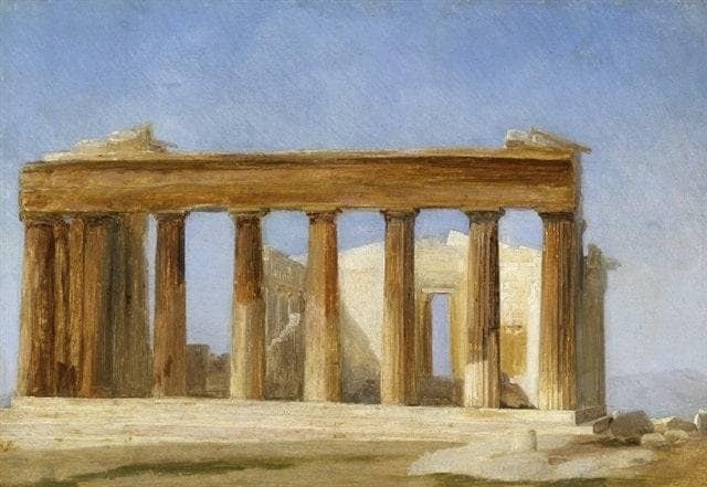 Temple ruins (from Paestum?) by Carl Bloch — Oil Painting Reproduction