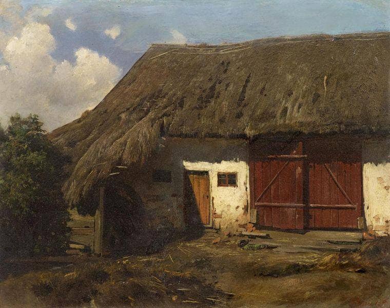 Thatched barn by Adolf Eberle — Oil Painting Reproduction