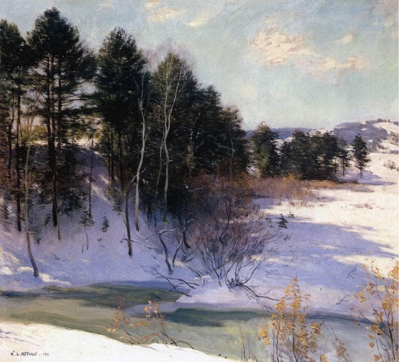 Thawing Brook (Winter Shadows) by Willard Metcalf — Oil Painting Reproduction