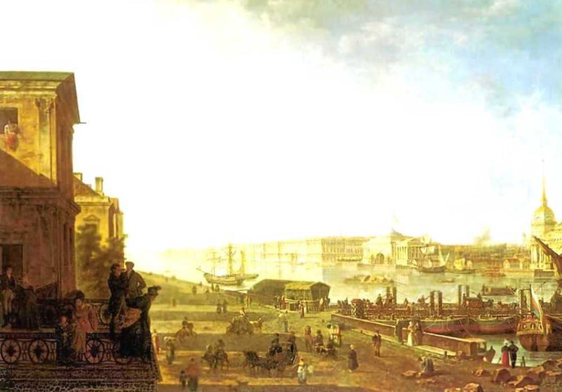The Admiralty and the Winter Palace viewed from the Military College by Fyodor Alekseyev — Oil Painting Reproduction