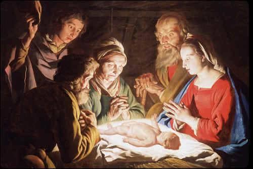 The Adoration of the Shepherds by Matthias Stom — Oil Painting Reproduction