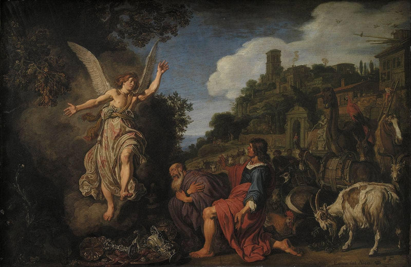 The Angel Raphael Takes Leave of Old Tobit and his Son Tobias by Pieter Lastman — Oil Painting Reproduction