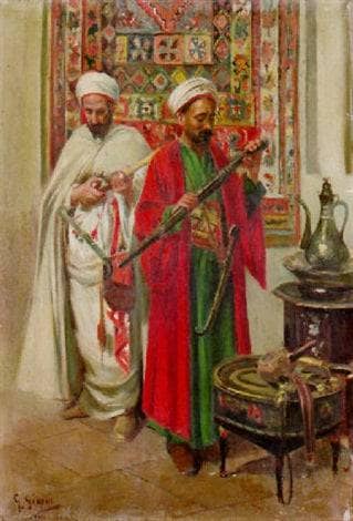The arms dealer's shop by Gustavo Simoni — Oil Painting Reproduction