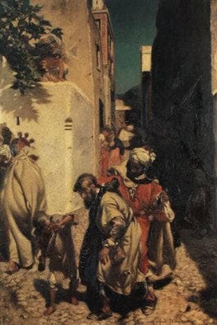 The arrest of a Jew in Tanger by Alfred Dehodencq — Oil Painting Reproduction