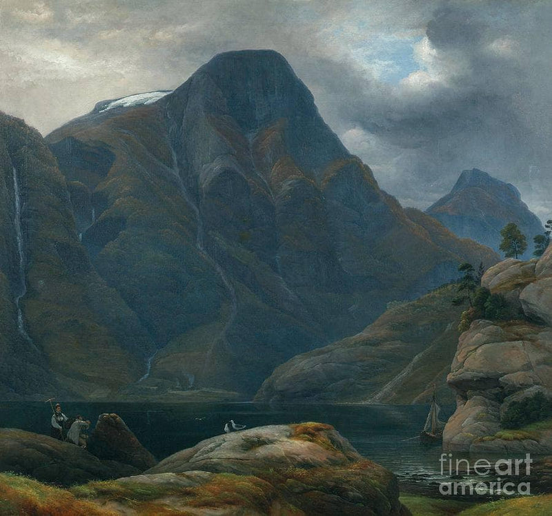 The arrive to Naeroeyfjord by Knud Baade — Oil Painting Reproduction