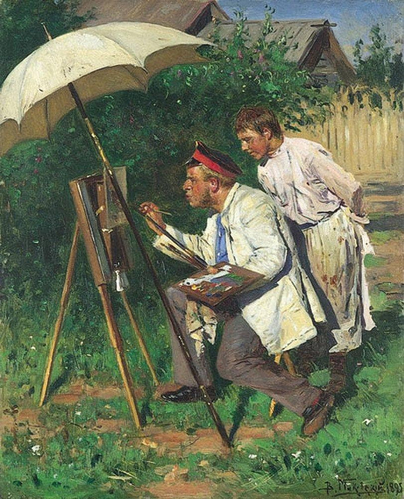 The artist and the apprentice by Vladimir Makovsky — Oil Painting Reproduction