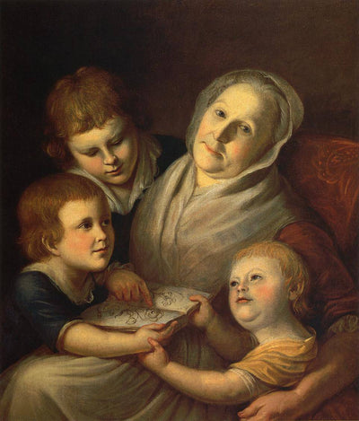 The Artist's Mother, Mrs. Charles Peale and Her Grandchildren, Raphaelle, Angelica & Rembrandt in apartment