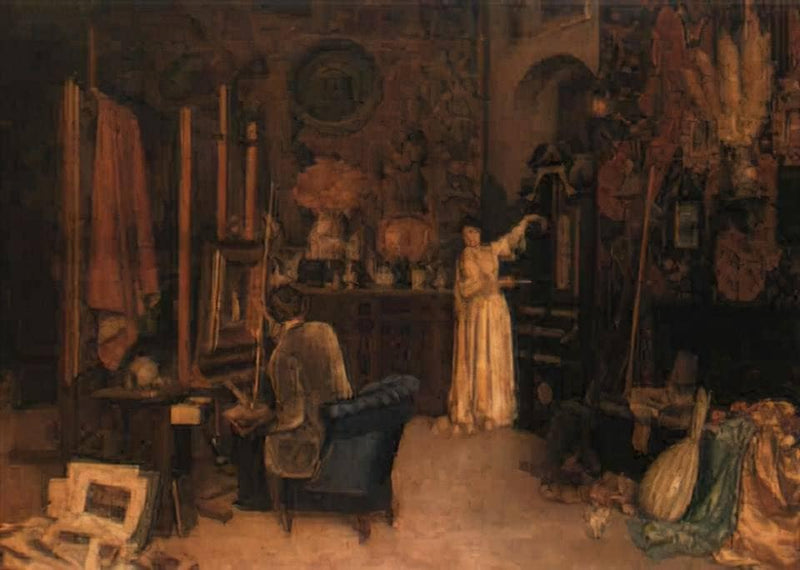 The Artist's Studio by Achille Glisenti, Oil Painting Reproduction
