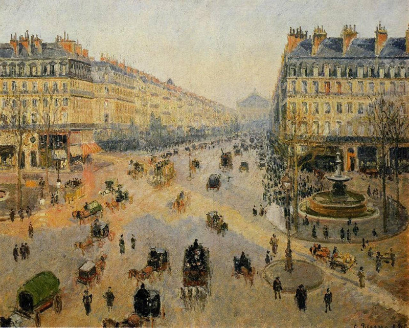 The Avenue de L'Opera, Paris, Sunlight, Winter Morning by Camille Pissarro — Oil Painting Reproduction