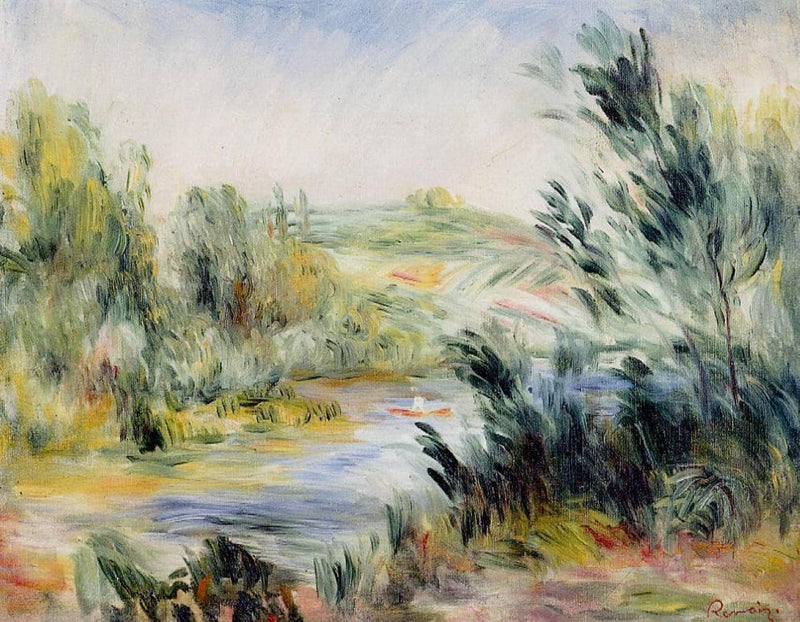 The Banks of a River, Rower in a Boat by Pierre-Auguste Renoir — Oil Painting Reproduction