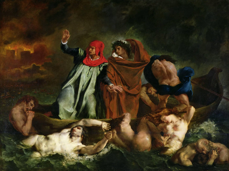 The Barque of Dante (Dante and Virgil in the Underworld) by Eugene Delacroix — Oil Painting Reproduction