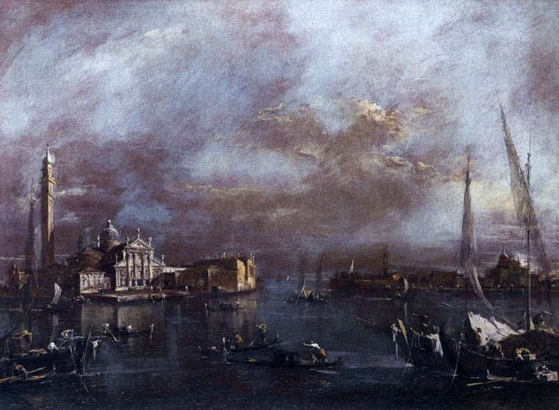 The Basin of Saint Mark's Square, with San Giorgio and the Giudecca, c.1774 (oil on canvas) by Francesco Guardi — Oil Painting Reproduction