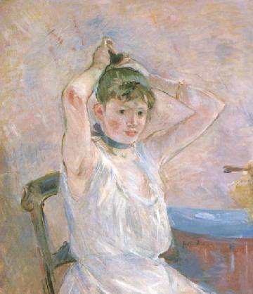 The Bath (Girl Arranging Her Hair) by Berthe Morisot — Oil Painting Reproduction
