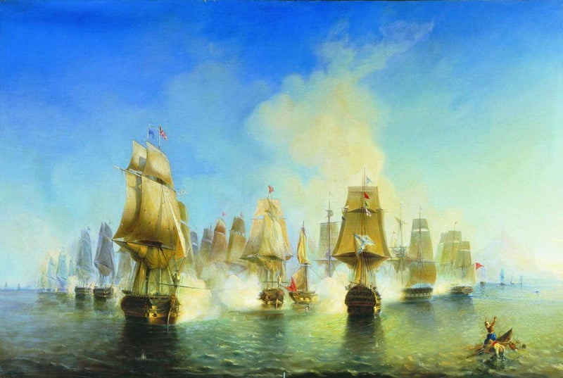 The Battle of Athos by Alexey Bogolyubov — Oil Painting Reproduction