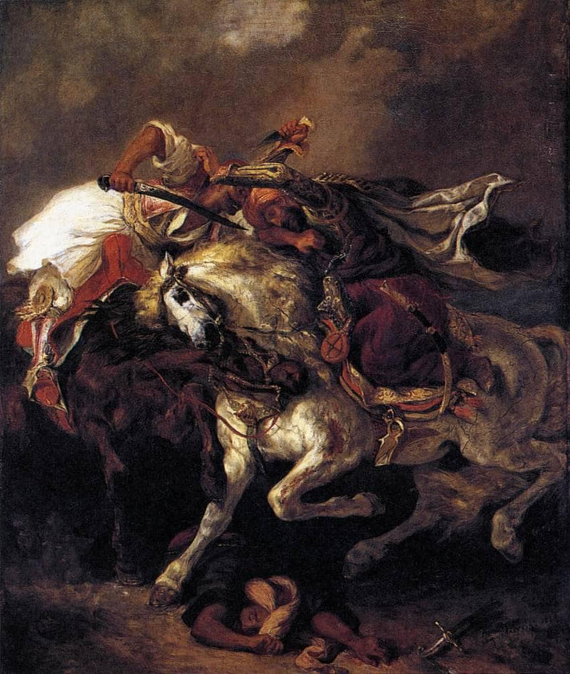 The Battle of Giaour and Hassan by Eugene Delacroix — Oil Painting Reproduction