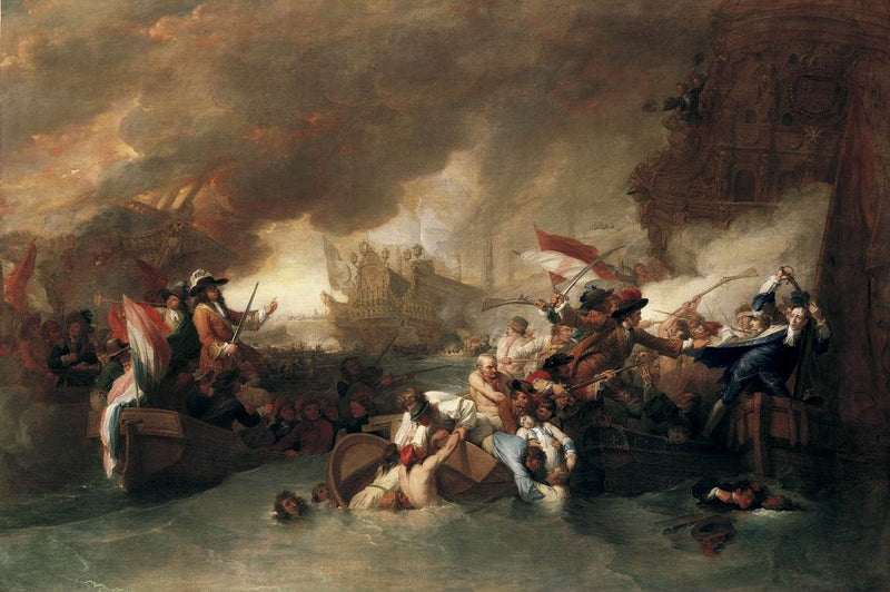The Battle of La Hogue, Destruction of the French fleet, May 22, 1692 by Benjamin West — Oil Painting Reproduction