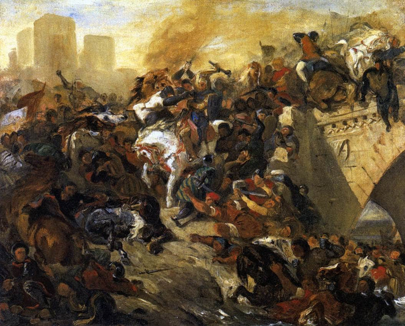 The Battle of Taillebourg - draft by Eugene Delacroix — Oil Painting Reproduction