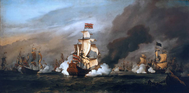 The Battle of Texel by Willem van de Velde the Younger, Oil Painting Reproduction