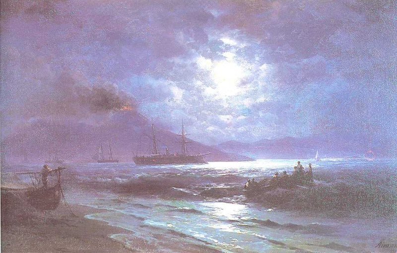 The Bay of Naples by Moonlight by Ivan Aivazovsky — Oil Painting Reproduction