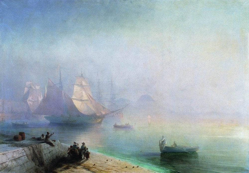 The Bay of Naples on misty morning by Ivan Aivazovsky — Oil Painting Reproduction