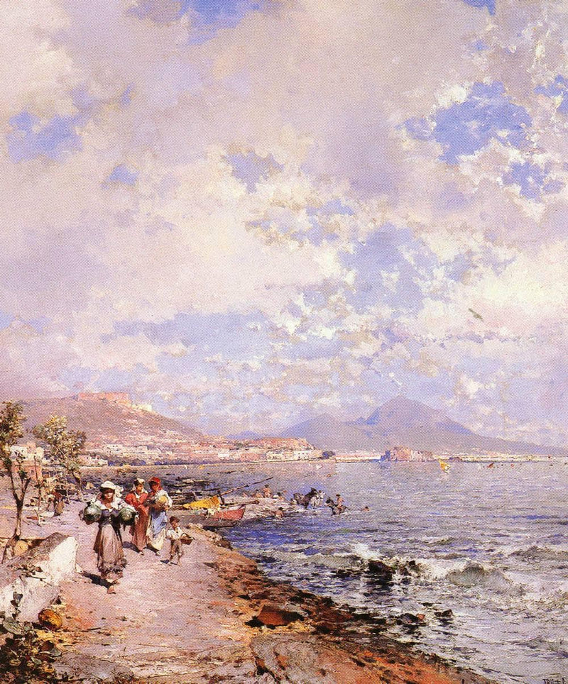 The Bay of Naples by Franz Richard Unterberger — Oil Painting Reproduction