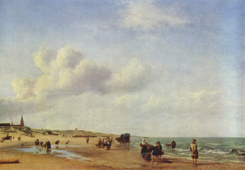 The Beach at Scheveningen by Adriaen van de Velde — Oil Painting Reproduction