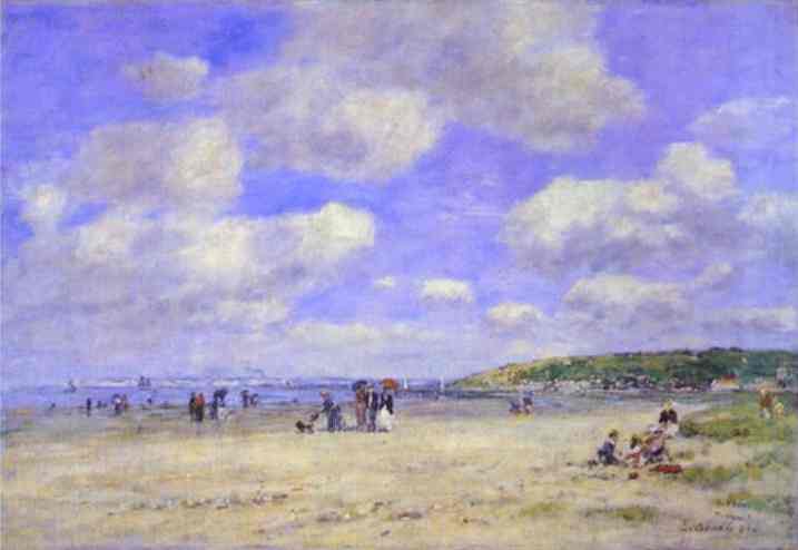 The Beach at Tourgeville-les-Sablons by Eugene Boudin — Oil Painting Reproduction