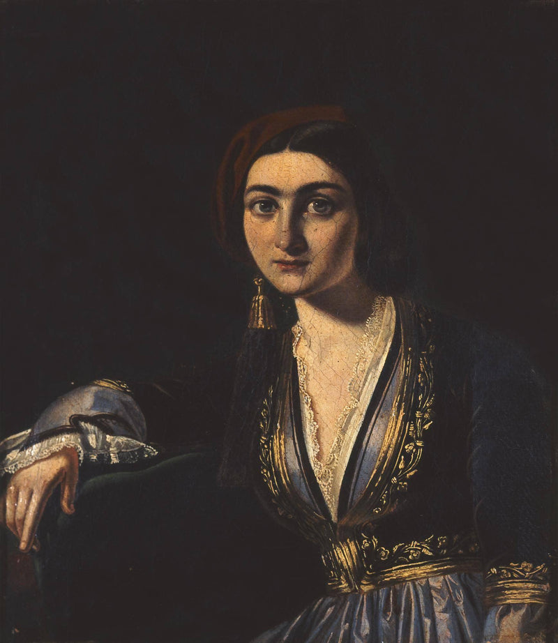 The beautiful Greek woman, daughter of Karatza by Theodoros Vryzakis — Oil Painting Reproduction