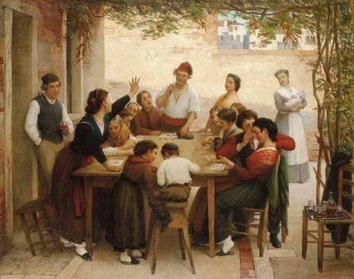 The bingo by Eugene de Blaas — Oil Painting Reproduction