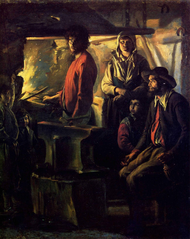 The Blacksmith at His Forge by Le Nain brothers — Oil Painting Reproduction