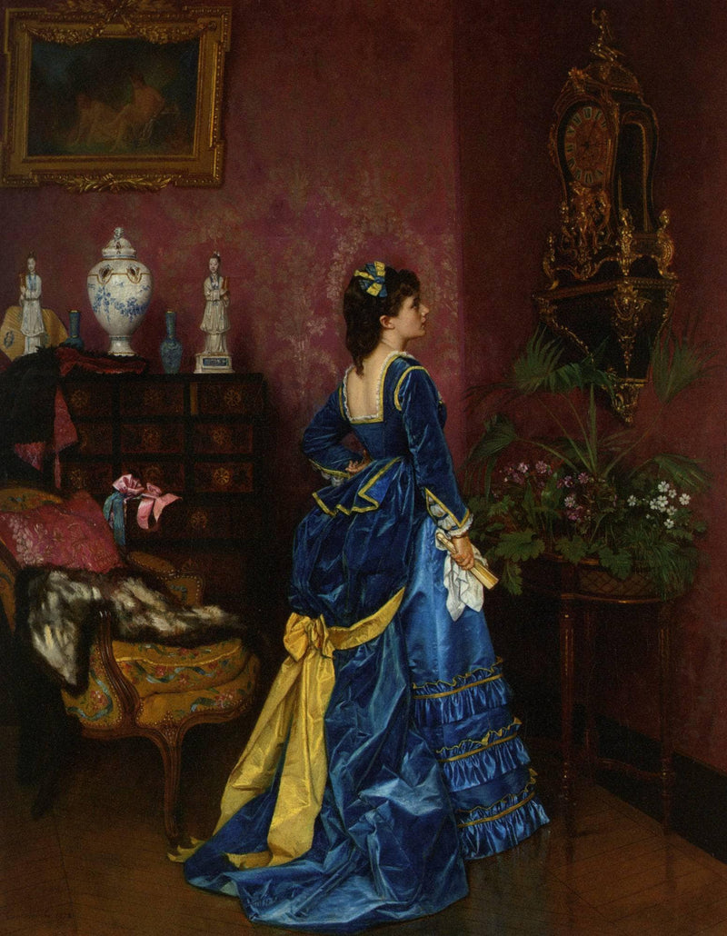 The blue dress by Auguste Toulmouche — Oil Painting Reproduction