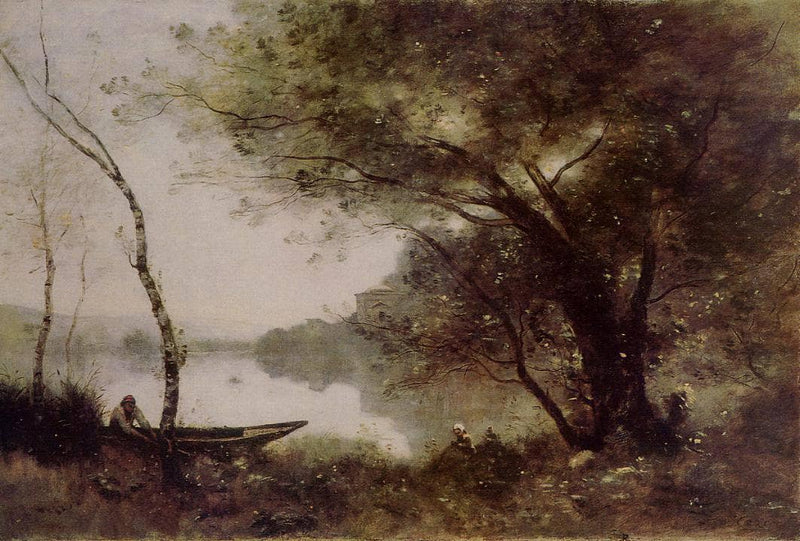 The Boatmen of Mortefontaine by Camille Corot — Oil Painting Reproduction
