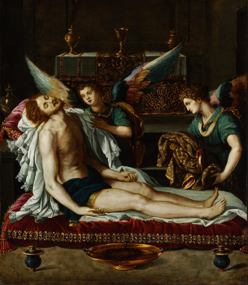 The Body of Christ Anointed by Two Angels by Alessandro Allori — Oil Painting Reproduction