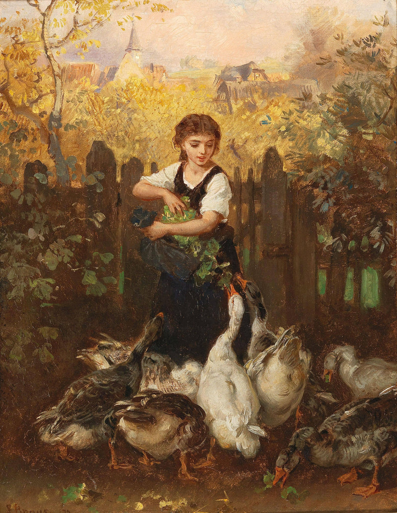 The bread snack by Ludwig Knaus — Oil Painting Reproduction