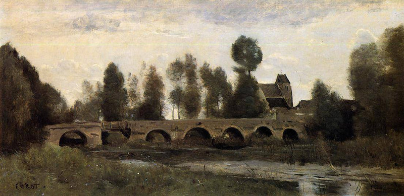 The Bridge at Grez sur Loing by Camille Corot, Oil Painting Reproduction