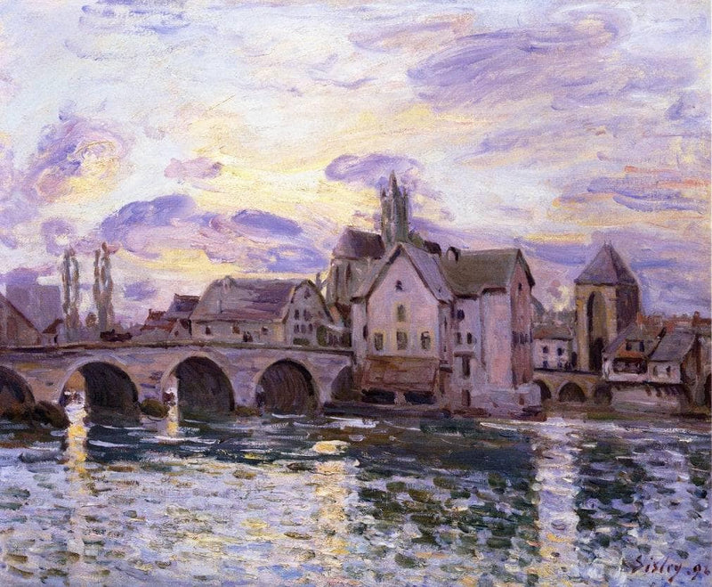 The Bridge at Moret at Sunset by Alfred Sisley — Oil Painting Reproduction