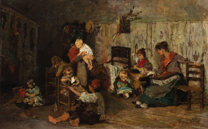The brood by Alessandro Milesi — Oil Painting Reproduction
