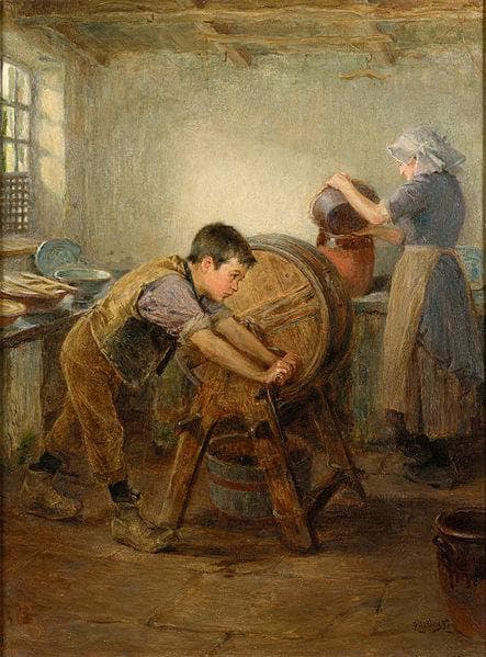 The Butter Churn by Ralph Hedley — Oil Painting Reproduction