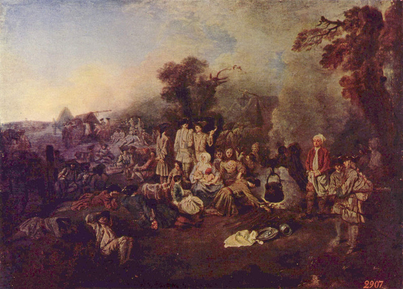 The Camp by Antoine Watteau — Oil Painting Reproduction